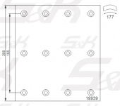 Накладки тормозные VOLVO F/FL/FH S&K STD 19071/19939 410x200 с заклепками (93683)